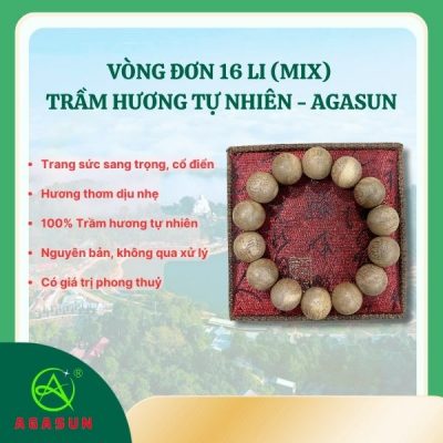 Vòng Đơn 16 Li (Mix) – Trầm Hương Tự Nhiên – Agasun