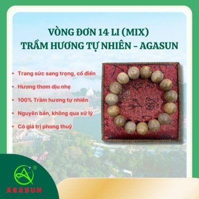 Vòng Đơn 14 Li (Mix) – Trầm Hương Tự Nhiên – Agasun