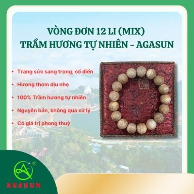 Vòng Đơn 12 Li (Mix) - Trầm Hương Tự Nhiên - Agasun