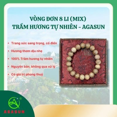 Vòng Đơn 8 Li (Mix) – Trầm Hương Tự Nhiên – Agasun